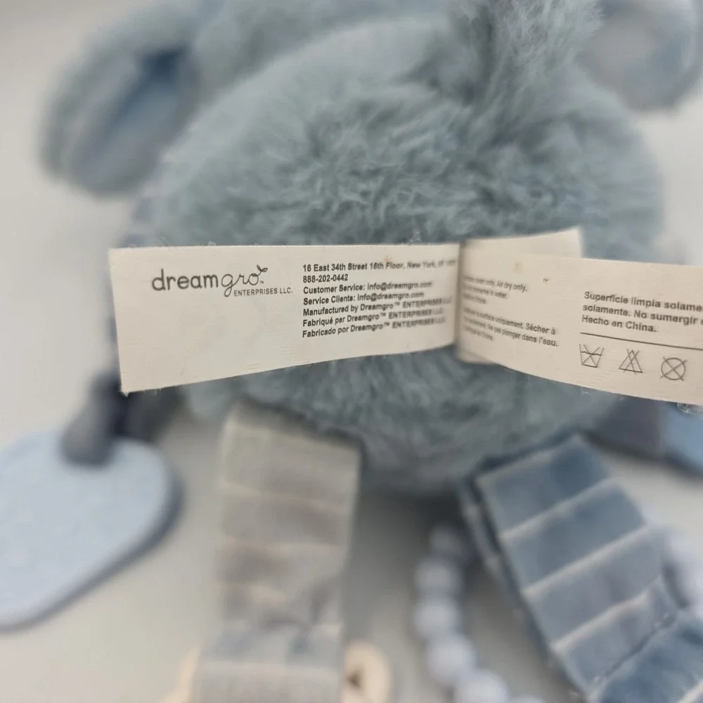 New Dreamgro Blue Puppy Lovey Dog Activity Plush Rattle Crinkle Teether Toy 11